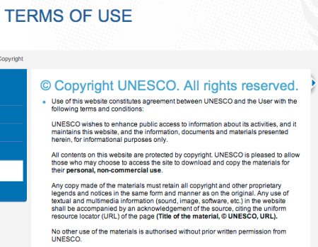 unescotermsofuse_450 UNESCO Terms of Use partial screen capture