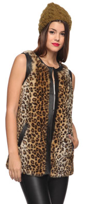 faux_fur_vest_from_Forever_21 Woman wearing leopard-print faux fur vest