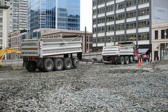 Double dump truck at a construction site in Seattle. (Photo: EEJ)