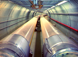 RHIC_magnets_tunnel_272x200 Twin accelerator rings in tunnel.